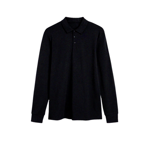 Basic Kids Long Sleeve Polo in Black