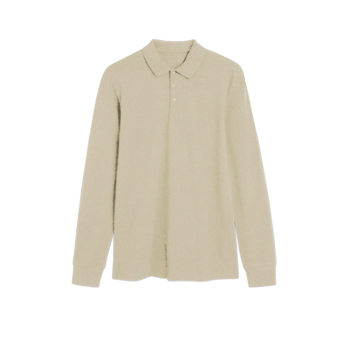 Basic Long Sleeve Polo in Beige