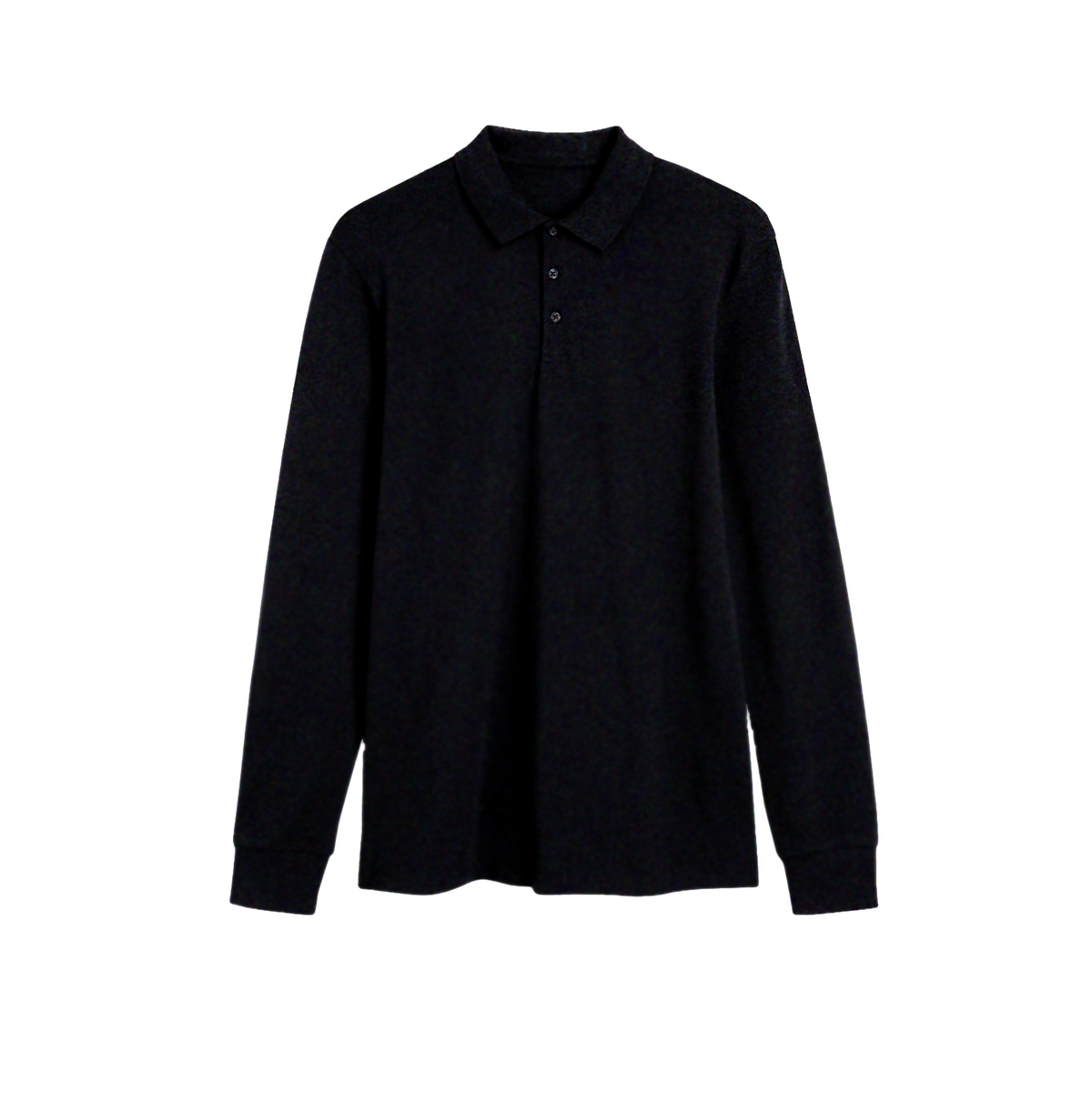 Basic Long Sleeve Polo in Black