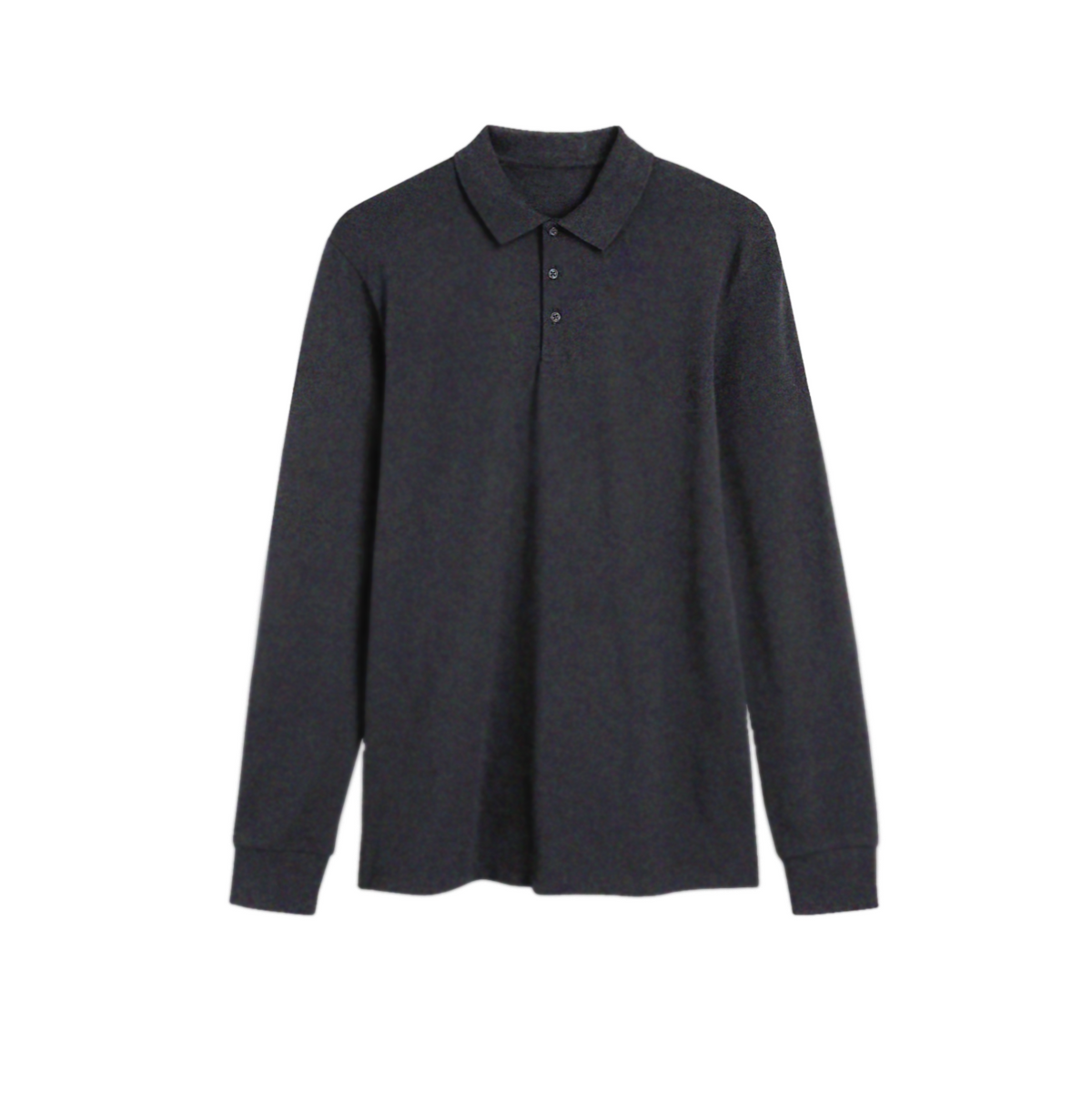 Basic Long Sleeve Polo in Grey