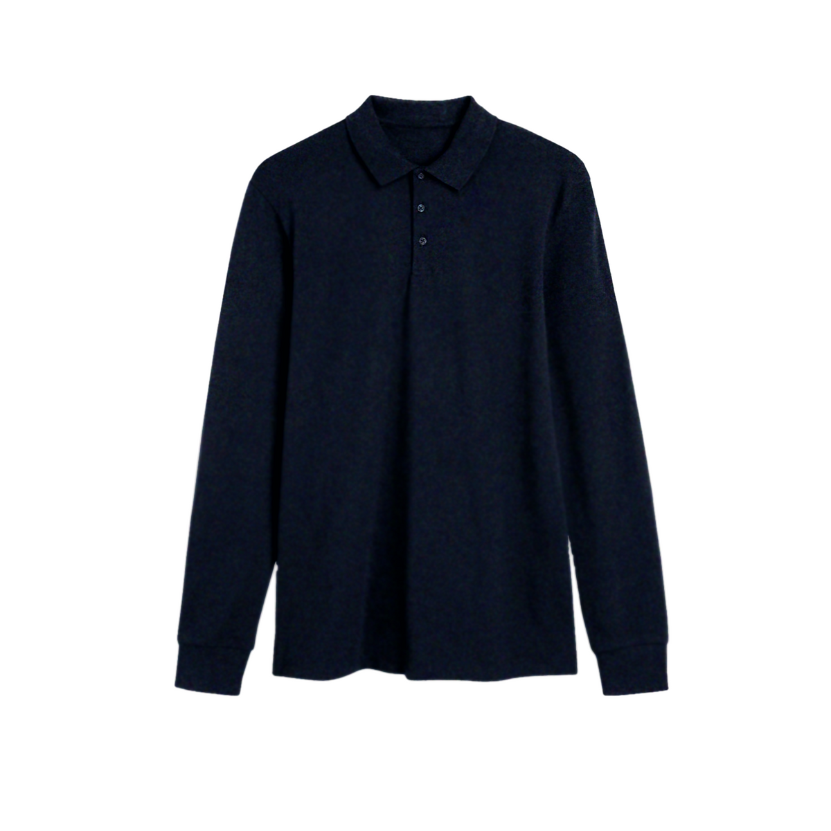 Basic Long Sleeve Polo in Navy