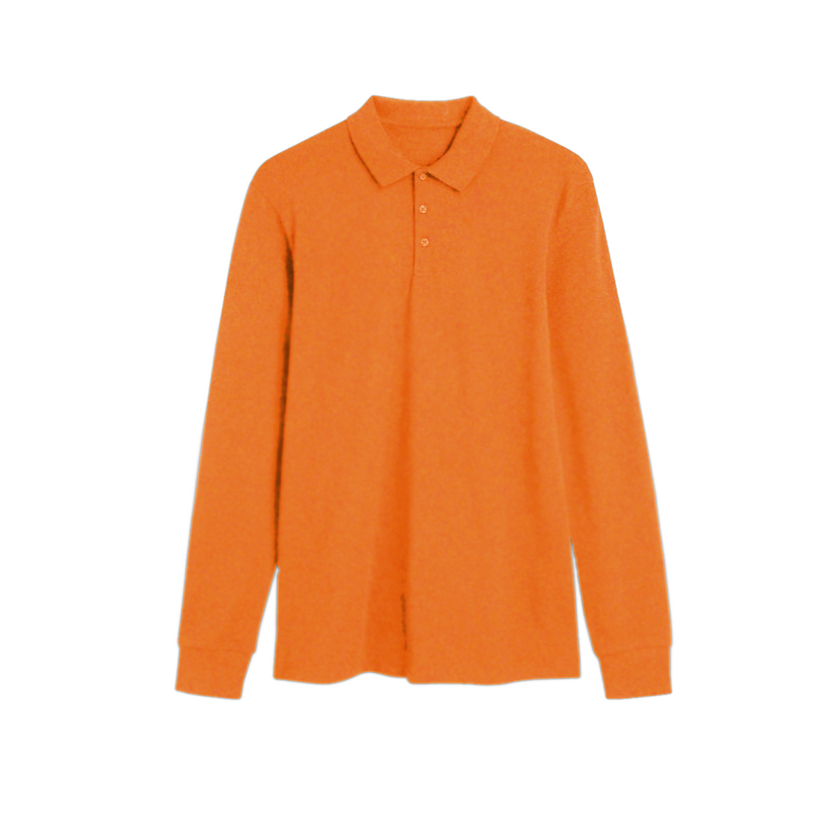 Basic Long Sleeve Polo in Orange