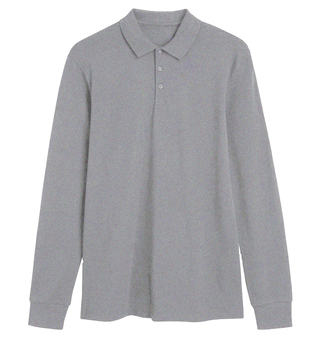 Basic Long Sleeve Polo in Silver
