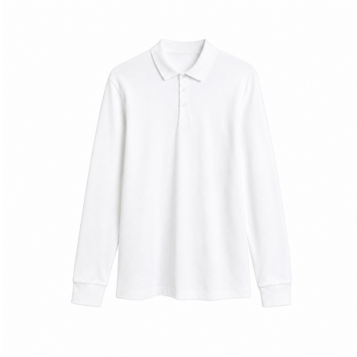 Basic Long Sleeve Polo in White